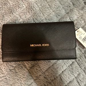 Michael Kors Black and Gold Trifold